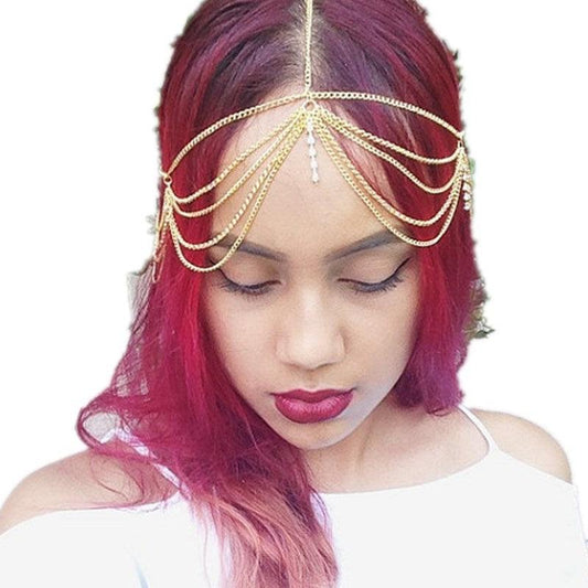 Multi-Layer Tassel Inlaid Diamond Hair Head Chain Hair Accessory