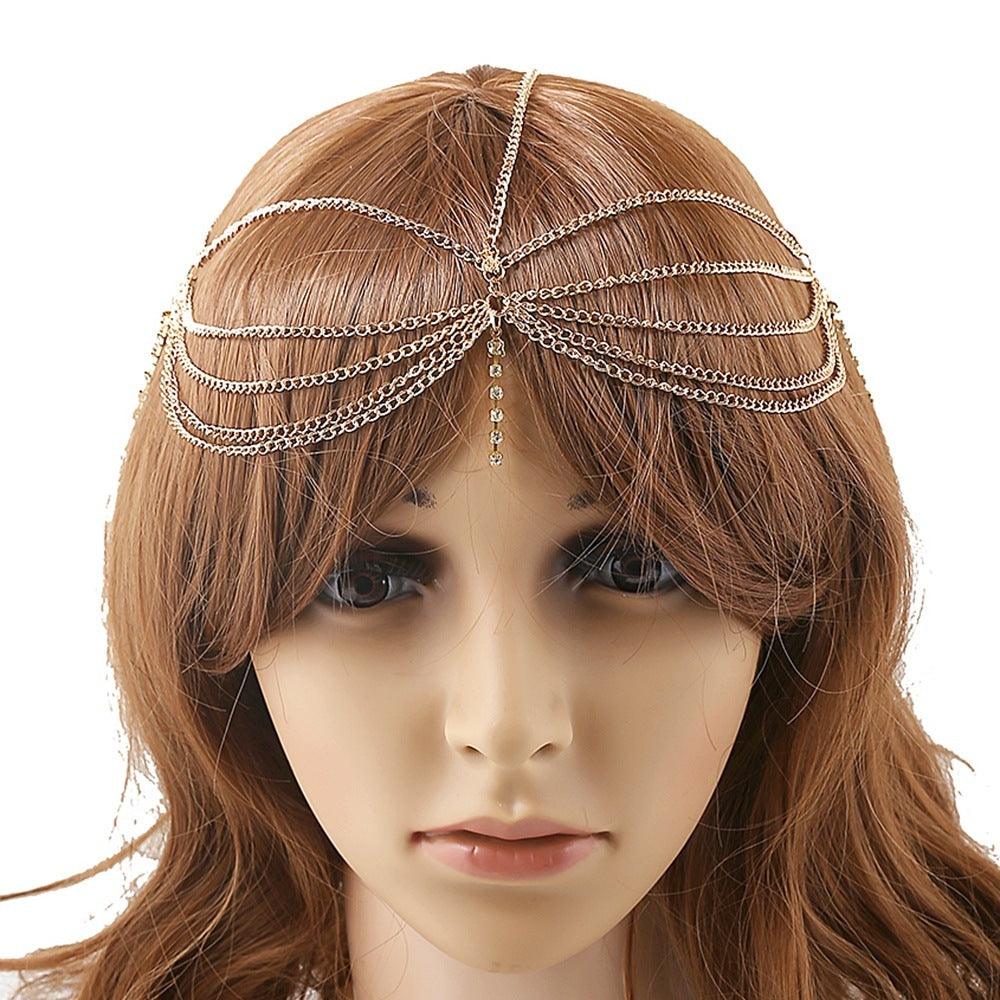 Multi-Layer Tassel Inlaid Diamond Hair Head Chain Hair Accessory