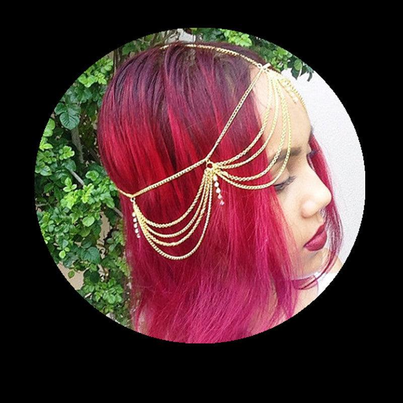 Multi-Layer Tassel Inlaid Diamond Hair Head Chain Hair Accessory