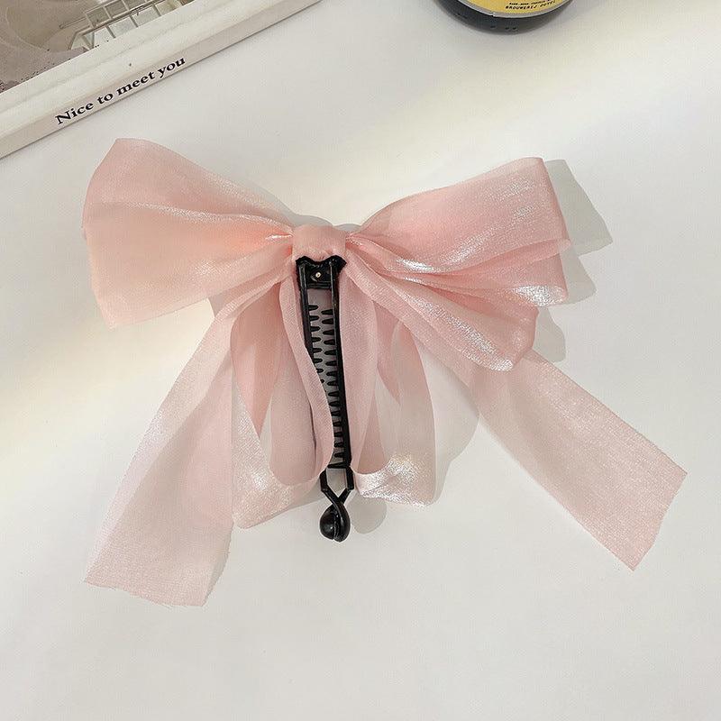 Women's Fashion Simple Mesh Bow Hair Card