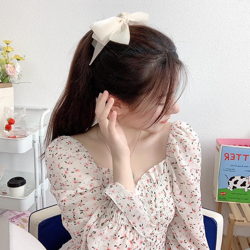 Women's Fashion Simple Mesh Bow Hair Card